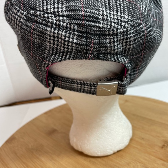 PUMA Womens Hat Plaid Black White Short Brim StrapBack Cap OSFA - Picture 4 of 5